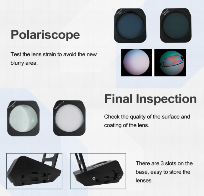3 in 1 Lens Inspection Station LED backlight and highmagnification lens Adjustable tilted base