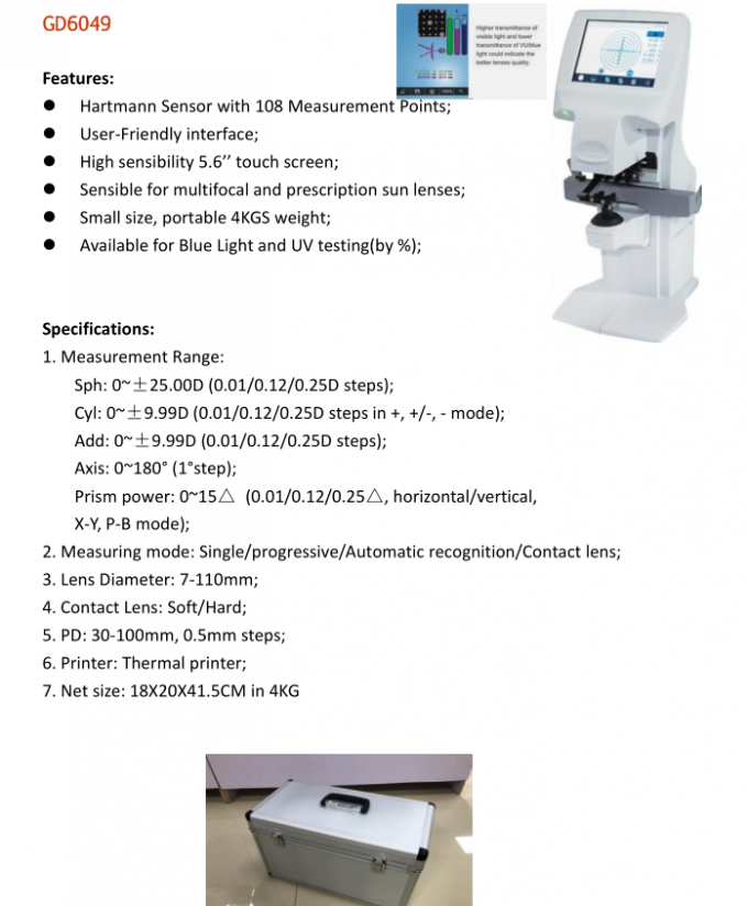 CL-300 Optical Lensometer Meter 0.01D Single/Continuous Measurement PD ...